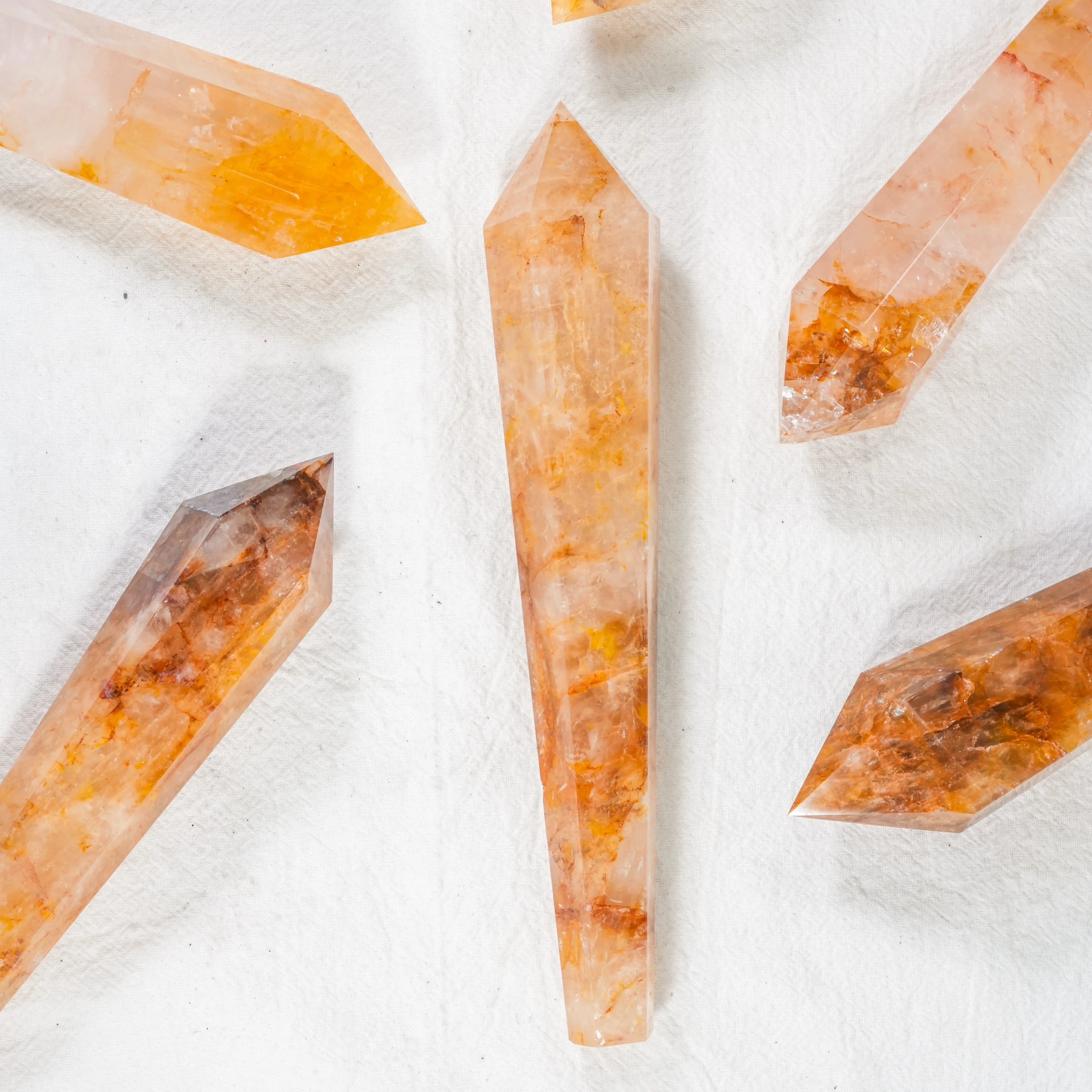 Most Popular Crystal Chakra Natural Wands Witch Stone Yellow Fire Quartz Crystal Magic Wand for Women