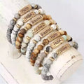 Hot Selling European and American Wild Natural Volcanic Stone Yoga Stone Lettering Alloy Frosted Bracelet