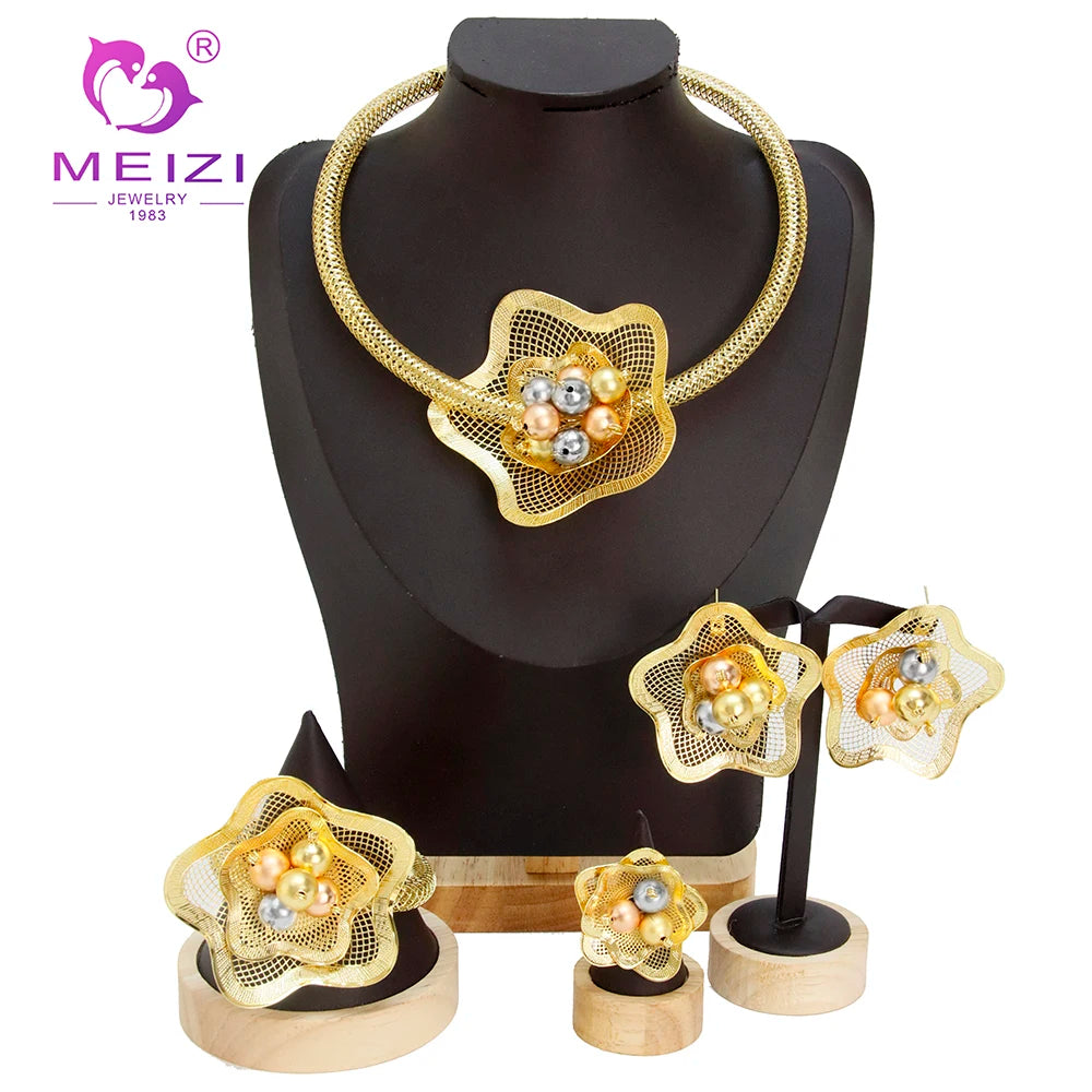 MEIZI JEWELRY Fashion Gold-Plated Women's Accessories Set Handmade Copper Pendant for Banquet Wedding Party Anniversary