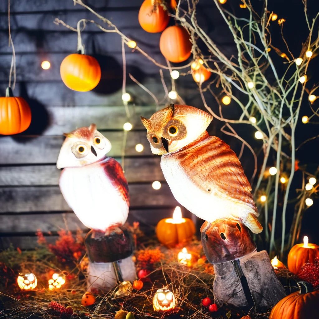 Momovalley Garden Lights 360 Degree Rotating Head Design Decor Elegant Fake Classic Realistic Led Owl Decors