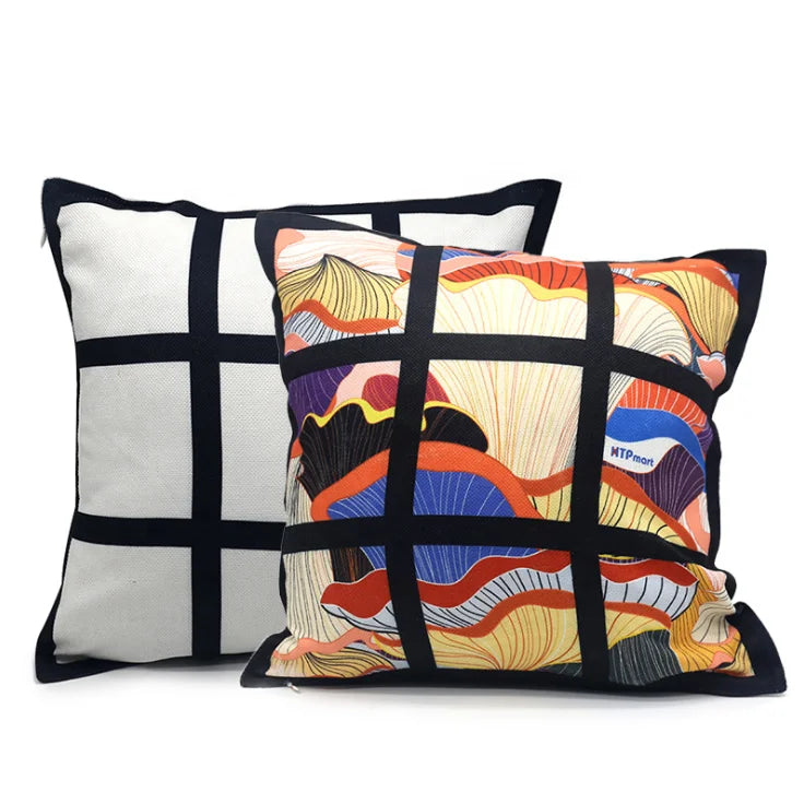 16 Inch 9 Panel Sublimation Printable Blank Pillow Cases Square Knitted Woven for Home Hotel Hospital for Christmas Decoration