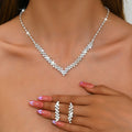 Rhinestone Crystal Bridal Jewelry Set for Women V Shape Choker Necklace Earrings Sets Fashion Wedding Jewelry Sets (KJ129)