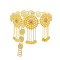 Gold Plated Hollow Round Flower Long Chain Coins Tassel Waist Chain Middle Eastern Ethnic Body Jewelry