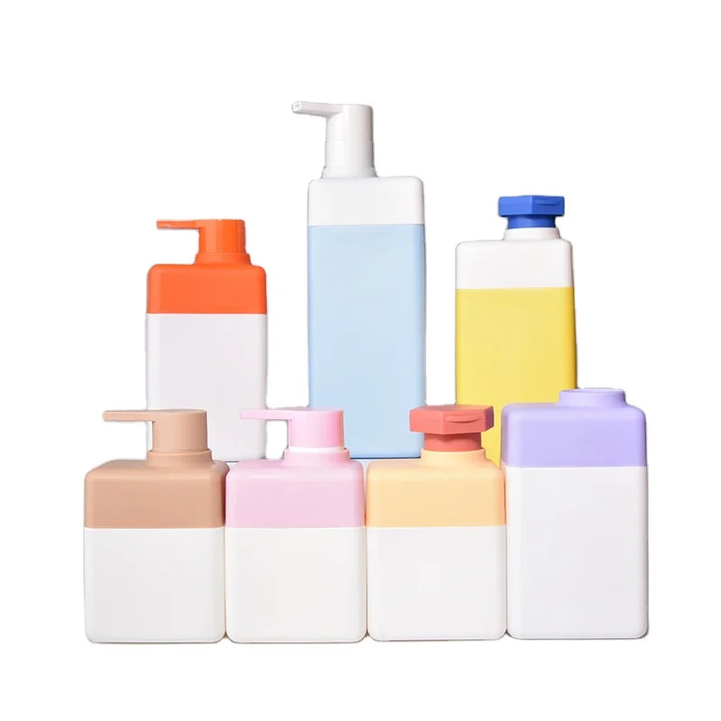 Wholesale HDPE Biodegradable Plastic Lotion Shampoo Container  Screen Printing 200ml 300ml Square Pump Bottle