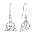 Factory Supply Fashion Jewelry 925 Sterling Silver Celtic Knot Triangle Dangle Hook Earrings for Girls