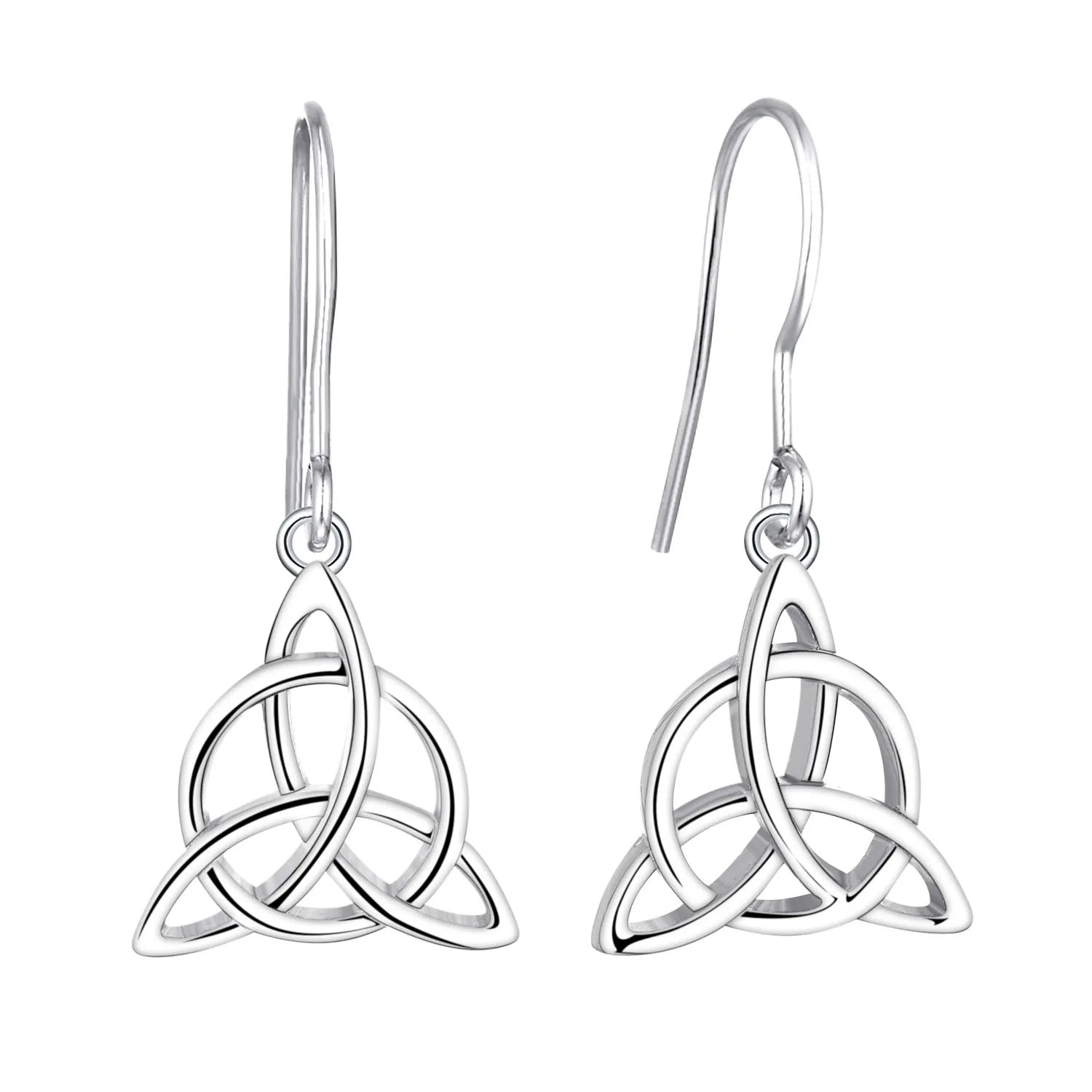 Factory Supply Fashion Jewelry 925 Sterling Silver Celtic Knot Triangle Dangle Hook Earrings for Girls