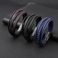 New Fashion Stainless Steel Clasp Multi Layer Real Genuine Leather Bracelet Jewelry for Men