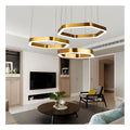 Modern Luxury Hexagonal Ring Chandelier Creative Personality Combination Stainless Steel Lamps for Hotel Lobby Living Room