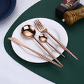 Stainless Steel Rose Gold Unique Vintage Style Machine Polish Flatware Cutlery Set with Customized Logo for Back School Wedding