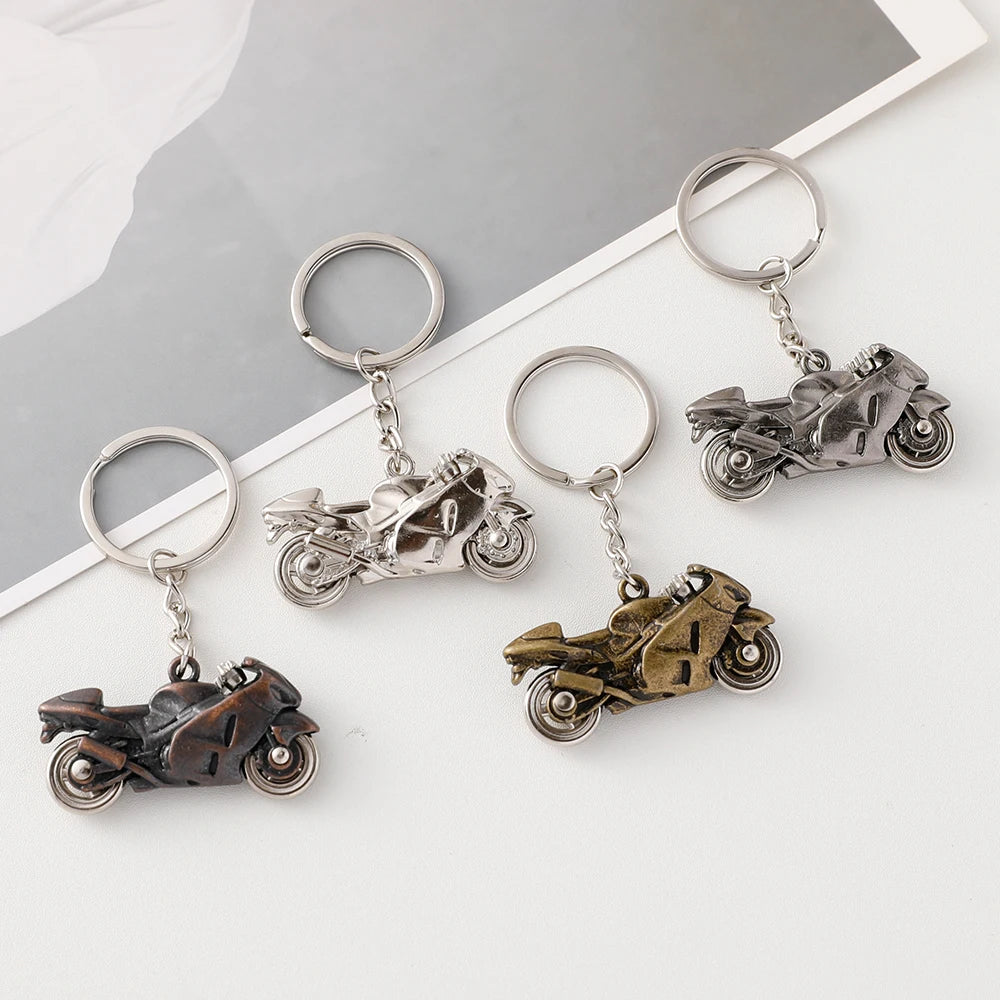 Personality Gold Plated 3D Metal Motorcycle Car Key Ring Motorcycle Shaped Keychain for Men Gift