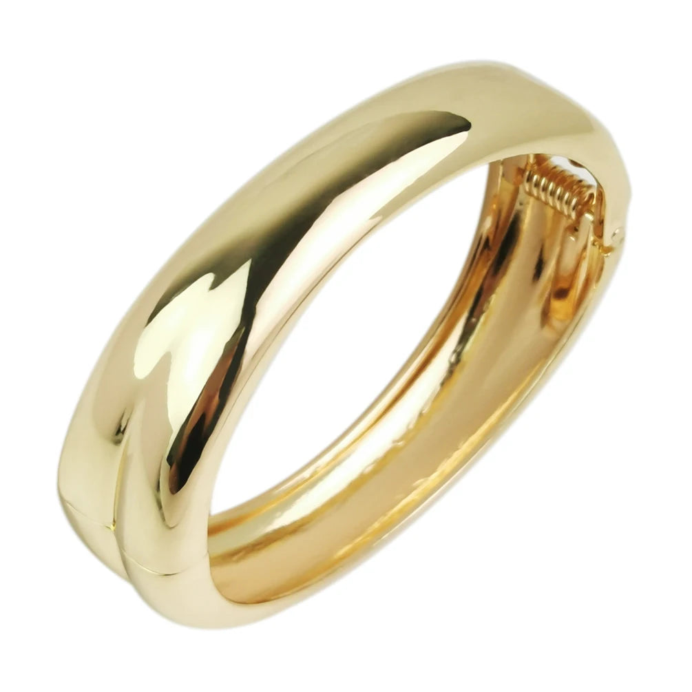 Wholesale Charm Minimalist Glossy Gold Plated Bracelet Smooth Luxury Exquisite Cuff Bangle for Women Party Wedding Jewelry