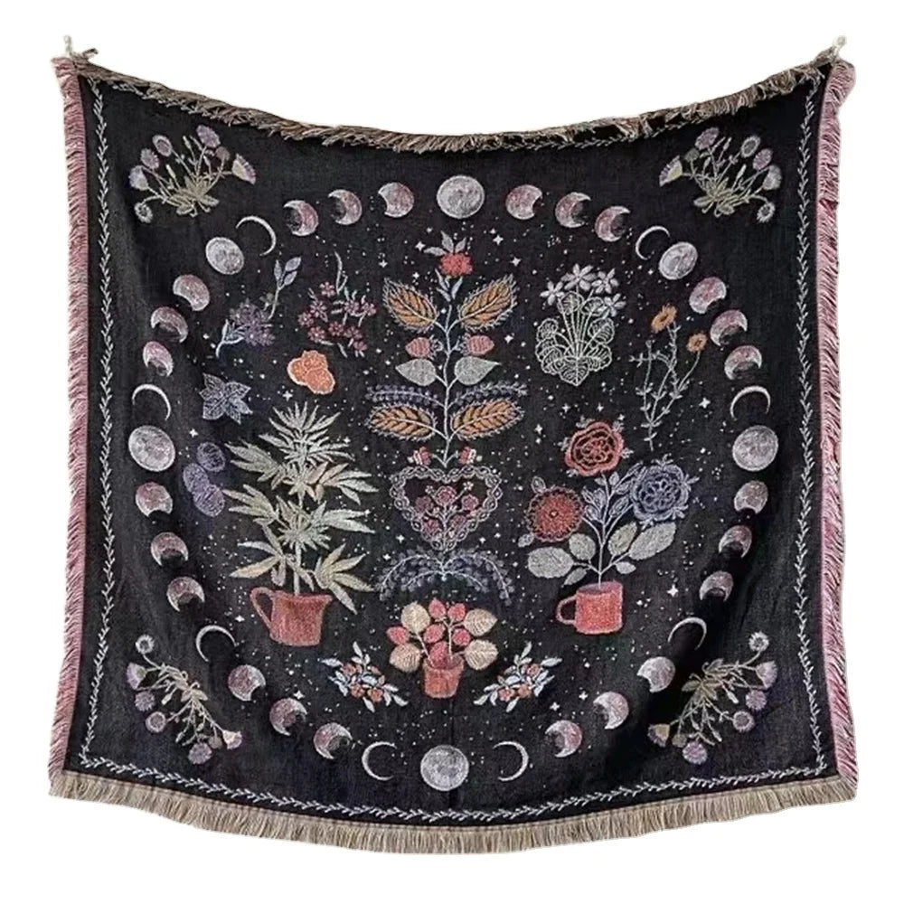 Customizable  Cotton Woven Blanket Floral and Animal Pattern Portable and Wearable for Home Use