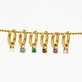 JOOLIM Vintage 18K Gold Plated Freshwater Pearl Huggie Earring Clear Colorful Mini Zirconia High-End Stainless Steel for Parties