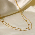 Lateefah Simple 18K Gold Plated Stainless Steel Fringed Sequin Double Layer Necklace