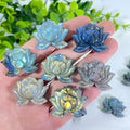 High Quality Hand Carved Natural Labradorite Crystal Decorations Wholesale Lotus Carvings Blue Flash Spiritual for Decoration MegaBDM