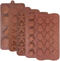 5 Pcs Christmas Silicone Chocolate Molds for Candy Jelly Baking Trays Holiday Party Cake Decoration Ice Cube Making