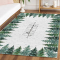 Green Pine Tree Merry Christmas 5x7 Feet Indoor Area Rug Washable Low-Profile Set for Entryway Living Room Laundry