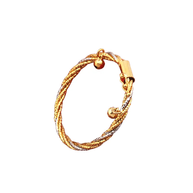 JXX SSZ-14A Gold Plated Fashion Bangle Twisted Rope Design with Elegant Bells