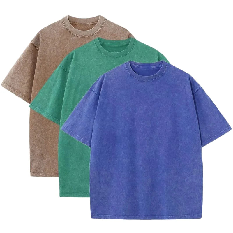 300GSM Oversized Tshirt Acid Wash Classic Loose Fit Blank Tshirts Wholesale 300 Gsm Heavy Weight Cotton t Shirt Oversized Tshirt