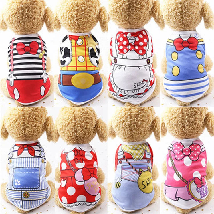 Summer Small Dog Clothes Dog Vest Cartoon Shirt Dog T Shirt Puppy Vest Terrier Pet Clothes Pet Clothes