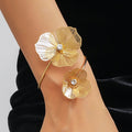 KAIMEI 2025 New Arrival  Hot Selling Flower Bracelets 18k Gold Plated Big Hollowed Out Copper Flower Bracelets Cuff Bangles