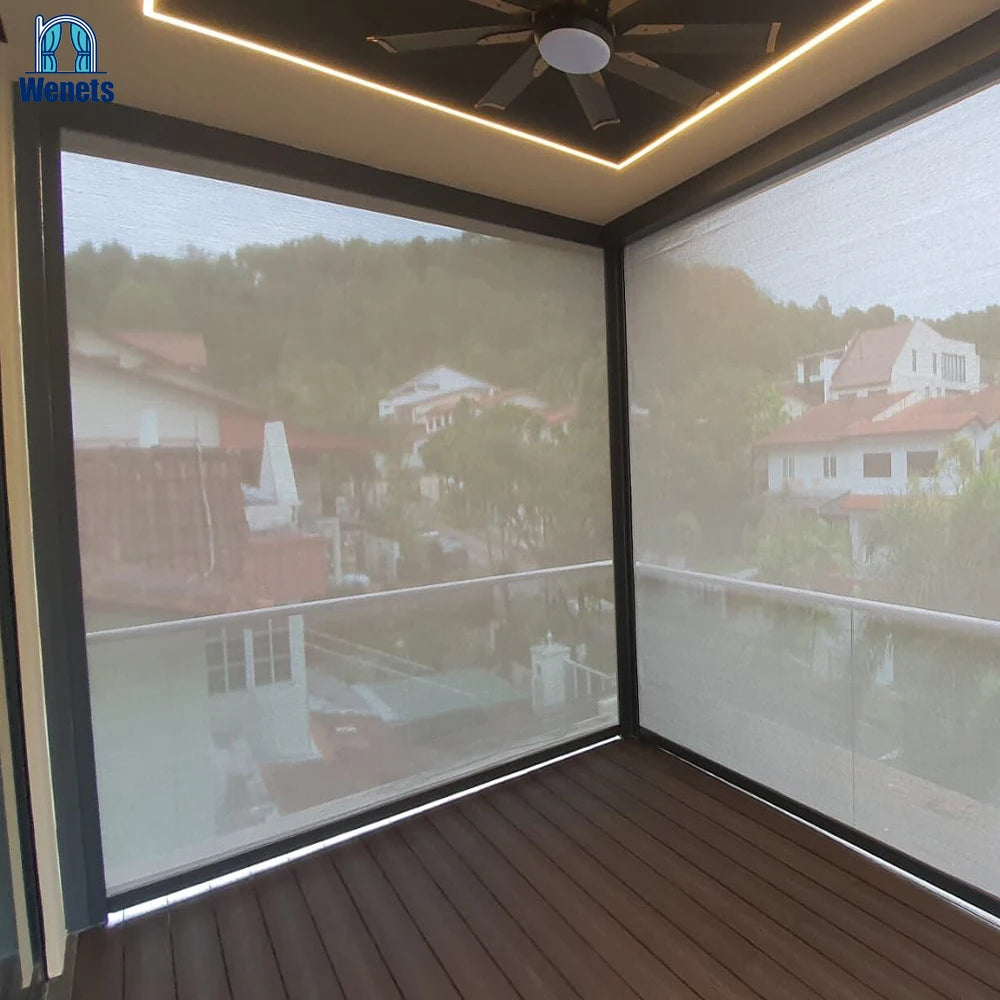 Remote Control Motorized Outdoor Roller Blinds Manual Patio Blind App Control Balcony Blind