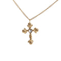France Design Gold Plated Stainless Steel Cross Pendant Necklace for Women Rose Heart Stone Tarnish-Free Chains Neat Pearl Stone