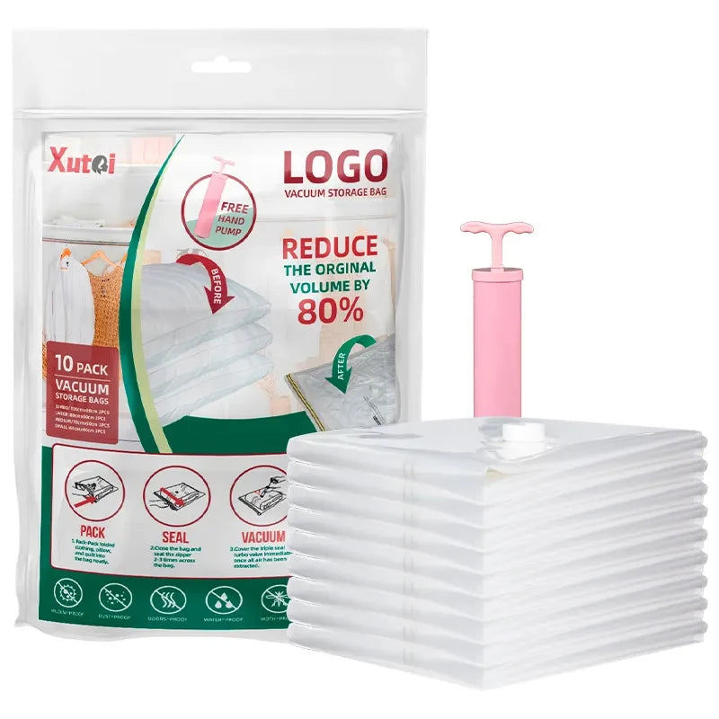 Customizable 7-Layer Explosion Proof Vacuum Storage Bag with Gas Valve for Wardrobe and Under Bed Clothes Organization