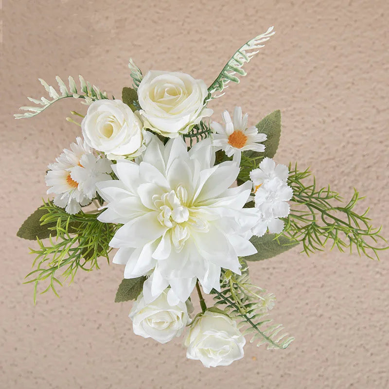 Wholesale Pink White Artificial Flower for Wedding Decoration Bride Artificial Rose Flowers Flower Bouquet Rose Valentines