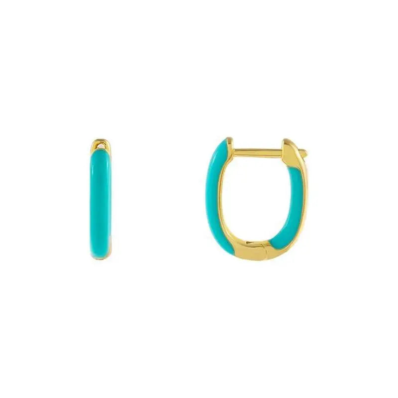 Rectangular Painting Oil Earrings Copper Plated 18K Gold Plated Earrings Earbuckle Earless Piercing Ear Clip for Female
