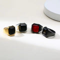 Turkey Jewelry 18K Gold  Black Stone Rings Men Gems Stainless Steel Rings Design with Gems for Men