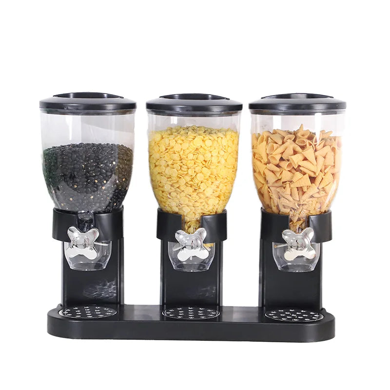 Modern Double Storage Kitchen Dry Food Storage Containers Best Deals PP PE Plastic Cereal Dispenser Grain Bins Boxes