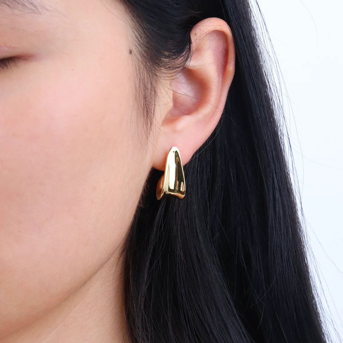 Chris April in Stock Fashion Jewellery 316L Stainless Steel Pvd Gold Plated Non-tarnish Unique Frizzle Hoop Earrings