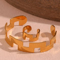 Dreamshow Geometric Minimalist Jewelry 18k Gold Plated Stainless Steel Open Bangle Tarnish Free Jewelry