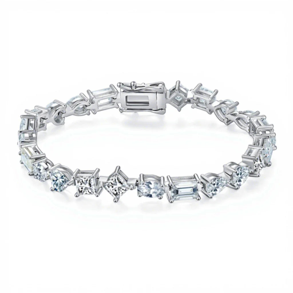 Rarity D Color VVS Moissanite Tennis Fashion 925 HipHop Silver Tennis Bracelet 925 Silver for Men Mossanite Tennis Chain
