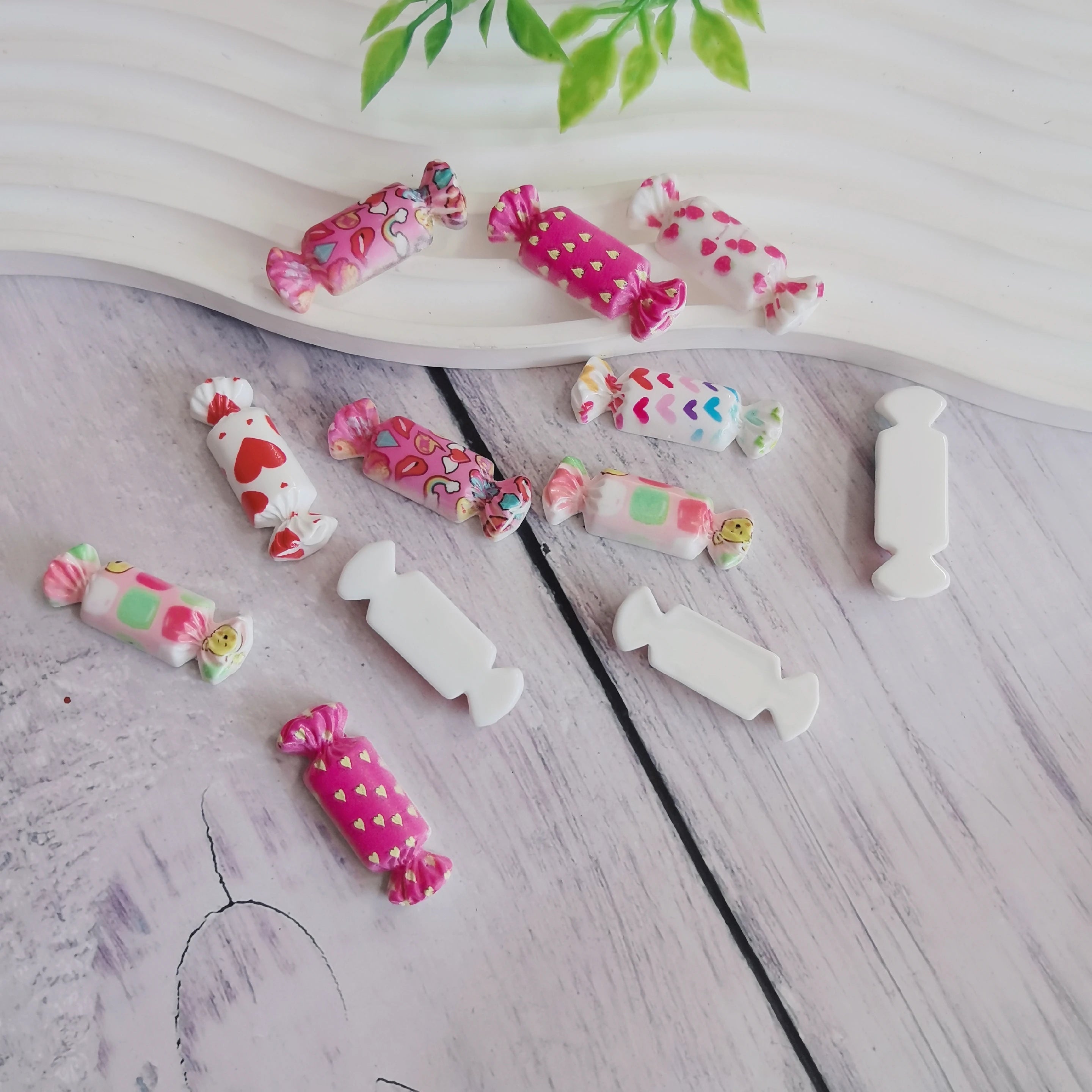 Colorful Heart Candy Flatback Resin Cabochon Scrapbooking Hair Bows Accessories Simulation Food Play DIY Christmas Decoration