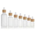 1 oz Frosted Glass Dropper Bottles Empty 5ml 15ml 100ml Perfume Liquid Essential Oil Dropper Bottle With Bamboo Caps