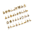 Vintage Waterproof Micro Stone Mini Heart Stud Earrings Tarnish Free 18k Gold Plated Stainless Steel Butterfly Stud Earrings