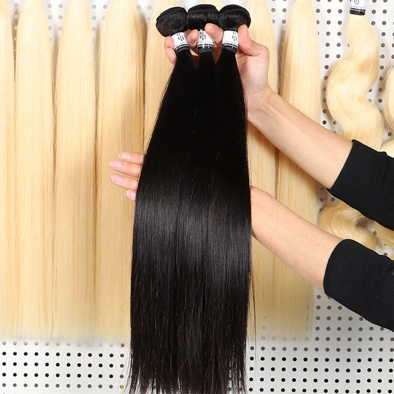 100% Human Hair Extensions Bundles Straight Bundles Cheap Wholesale Bulk Brazilian Hair 18 20 22 24 Inch Remy Hair Bundles