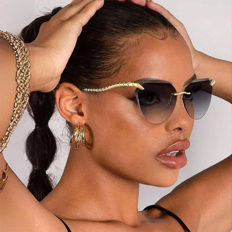 High Blue Metal TR90 Frameless Square Women's Sunglasses Custom Polarized Outdoor Cycling Activities Dropshipping Welcome