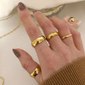 2mm 4mm 6mm Minimalist Round Circle Gold Color Knuckle Rings Stack Able Fashion Trendy Smooth Stainless Steel Rings for Women