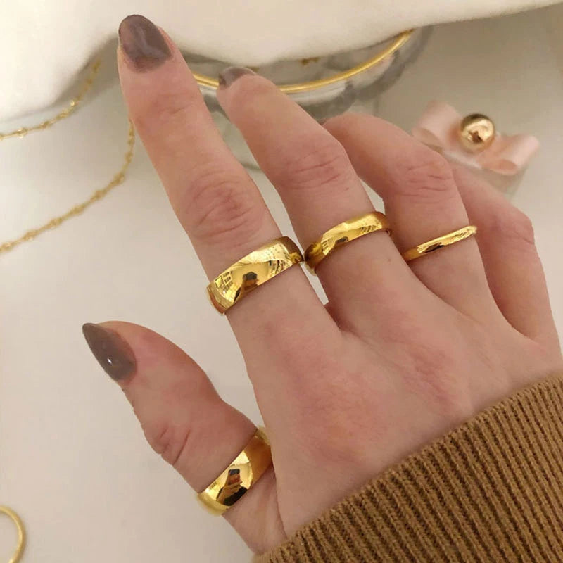 2mm 4mm 6mm Minimalist Round Circle Gold Color Knuckle Rings Stack Able Fashion Trendy Smooth Stainless Steel Rings for Women