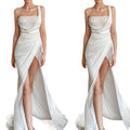European American Autumn Winter Tube Top Slit Dress Long Skirt New Cross-Border Summer Fashion Lace Decoration for Foreign Trade