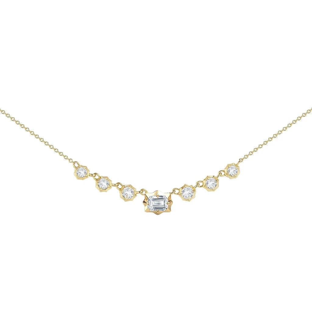 LOZRUNVE Fine Jewelry Korean Elegant Baguette Marquise Diamond Charm Necklace 925 Sterling Silver