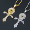 Wholesale Stainless Steel Cross Eye Pendant Necklace Personalized Hip Hop Twist Chain Necklace Gold Plated Jewelry Gift Party