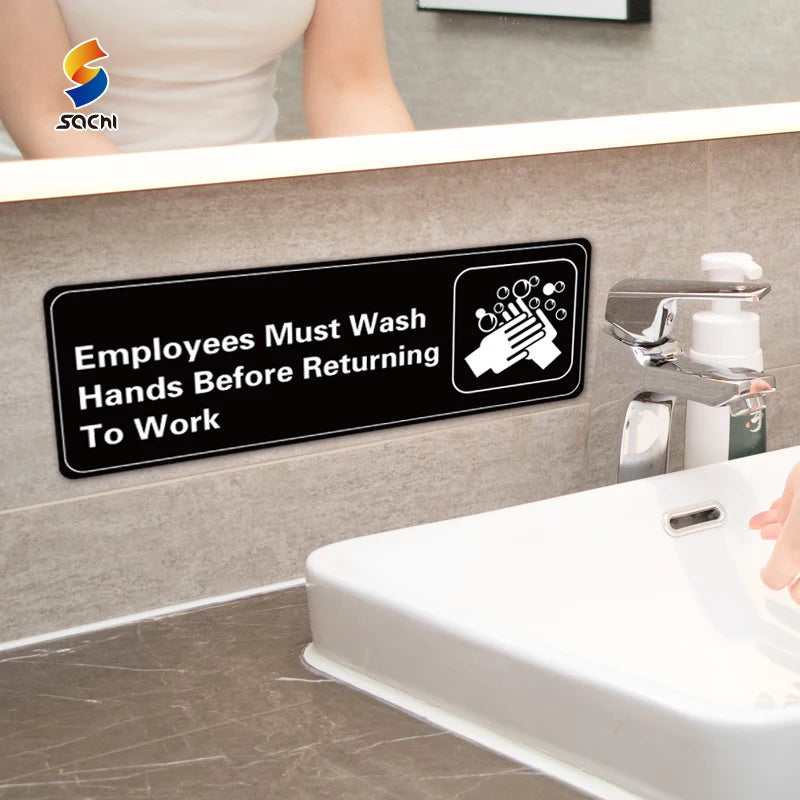 Plastic Employees Must Wash Hands Sign Board Before Returning to Work Sign Custom Acrylic Sign Board