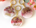 Custom Resin Flower Keyring with Tassel Flora Keychain Initial Keyring Letter Keyring Gifts Jewelry Bag Accessory