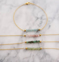3MM Faceted Natural Stone Crystal Charm Bracelet Aquamarine Lapis Lazuli Gold Plated Stainless Steel Birthstone Bracelet for Her