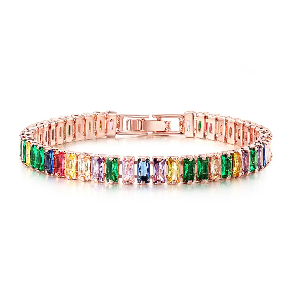 BSCI Audit Platinum & Gold Plated 2.5*5mm CZ Zircon Diamond Tennis Bracelet Fashionable Accessory