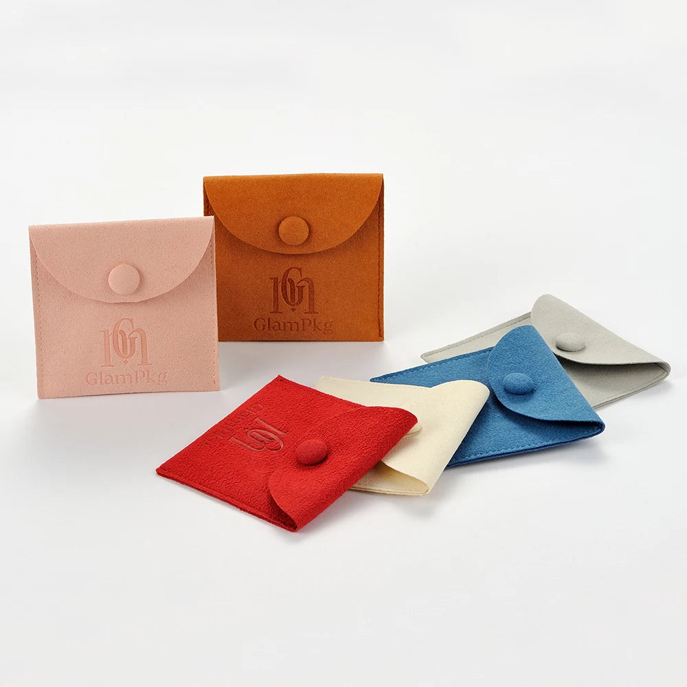 GLAMPKG New Color Arrival Cute Microfiber Pouches Round Flap Jewelry Gift Pouch Round Flap Pouch